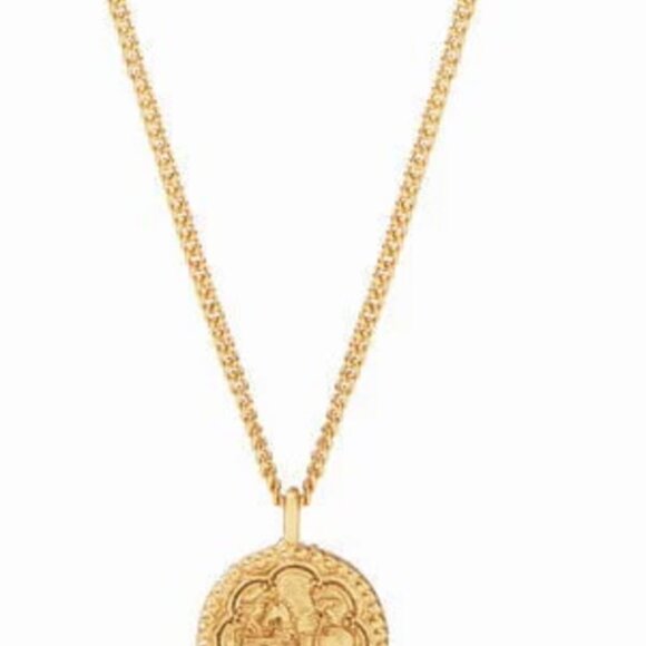 New without Tags Julie Vos Gold Trieste Coin Cubic Zirconia Solitaire Necklace - Picture 2 of 3